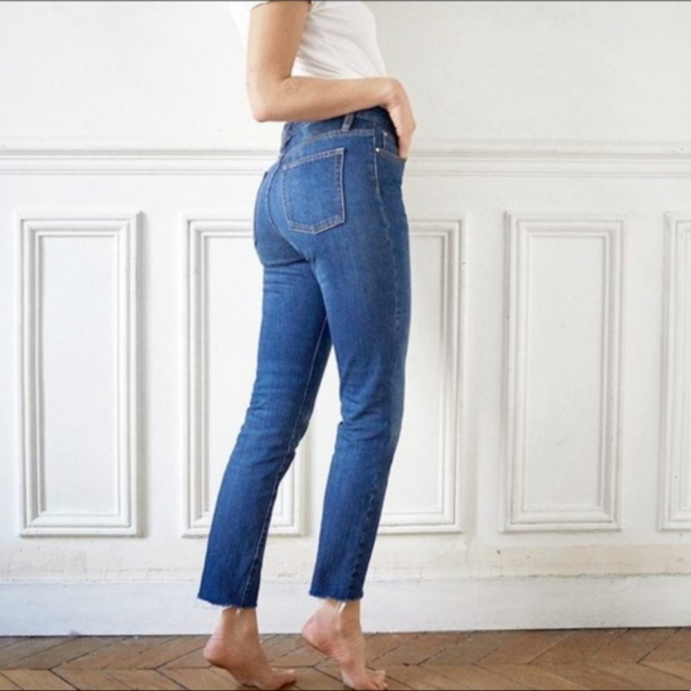 Sezane High Waisted Button Fly Raw Hem Jeans - Size 26